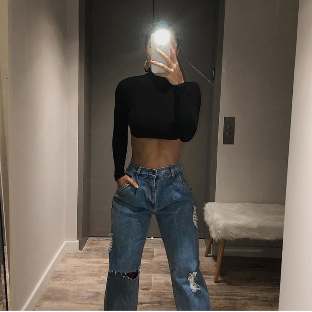 NWT bodycon long sleeve crop top